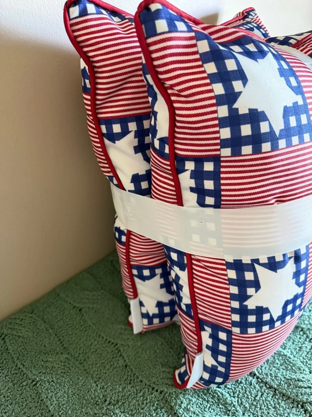 Martha Stewart Red White & Blue Patriotic Star 🇺🇸 Patchwork Throw Pillows NEW!
